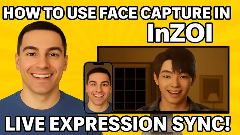InZOI face capture setup and live expression syncing