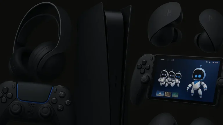 Midnight Black PS5 accessories collection including DualSense Edge, Portal, and Pulse Elite